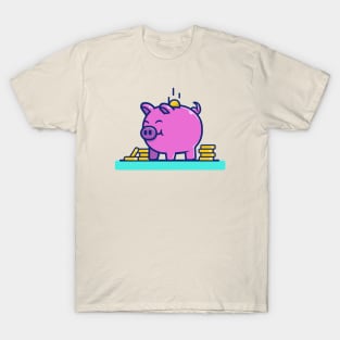 Cute Pig With Gold Coins Money T-Shirt